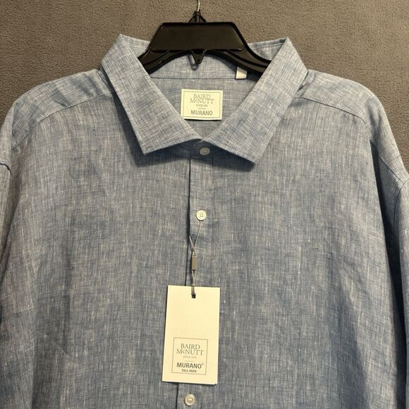 NWT Murano Baird McNutt 100% Linen Button Up Shirt Mens Big & Tall Size 3XB Blue - Picture 1 of 9
